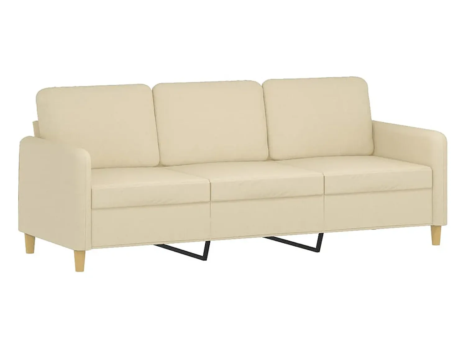 Sofá|vidaxl Sofá de 3 lugares com apoio de pés 180 cm tecido cor Creme