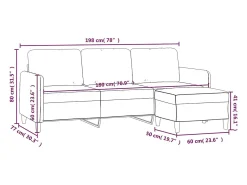 Sofá|vidaxl Sofá de 3 lugares com apoio de pés 180 cm tecido cor Creme