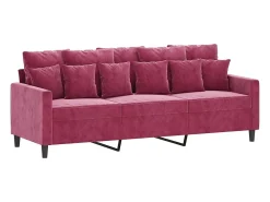 Sofá* Sofá de 3 lugares com apoio de pés 180 cm veludo tinto PT279507 Vermelho