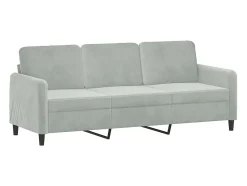 Sofá* Sofá de 3 lugares com apoio de pés 180 cm veludo cinzento-claro PT998183 Cinzento claro