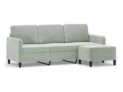 Sofá* Sofá de 3 lugares com apoio de pés 180 cm veludo cinzento-claro PT998183 Cinzento claro
