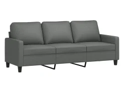 Sofá|vidaxl Sofá de 3 lugares com apoio de pés 180 cm tecido cinza-escuro Cinzento