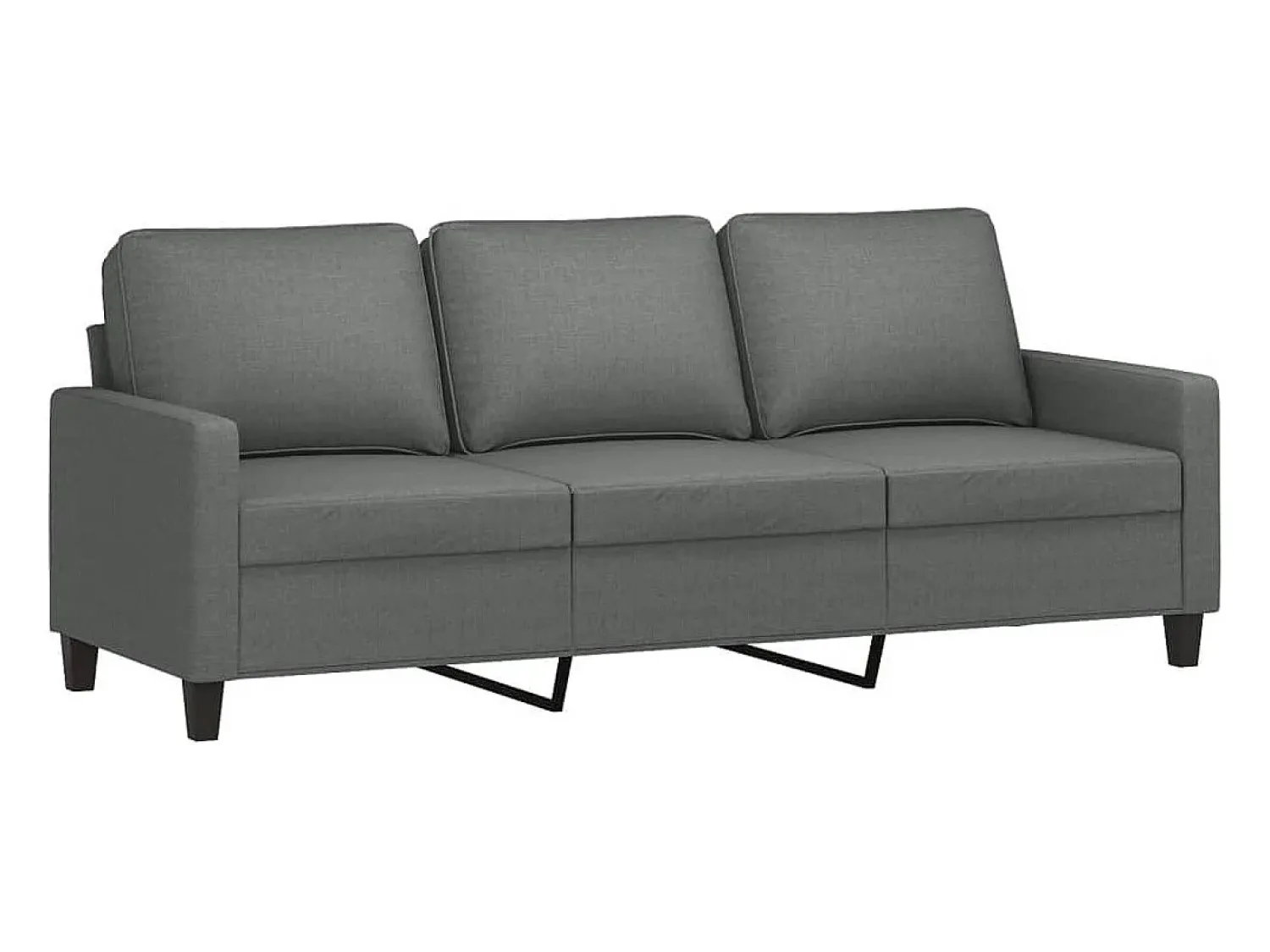 Sofá|vidaxl Sofá de 3 lugares com apoio de pés 180 cm tecido cinza-escuro Cinzento