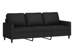 Sofá* Sofá de 3 lugares com apoio de pés 180 cm veludo PT626847 Preto
