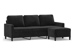 Sofá* Sofá de 3 lugares com apoio de pés 180 cm veludo PT626847 Preto
