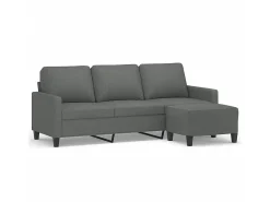 Outlet Sofá de 3 lugares com apoio de pés 180 cm tecido cinza-escuro PT553699 Cinzento