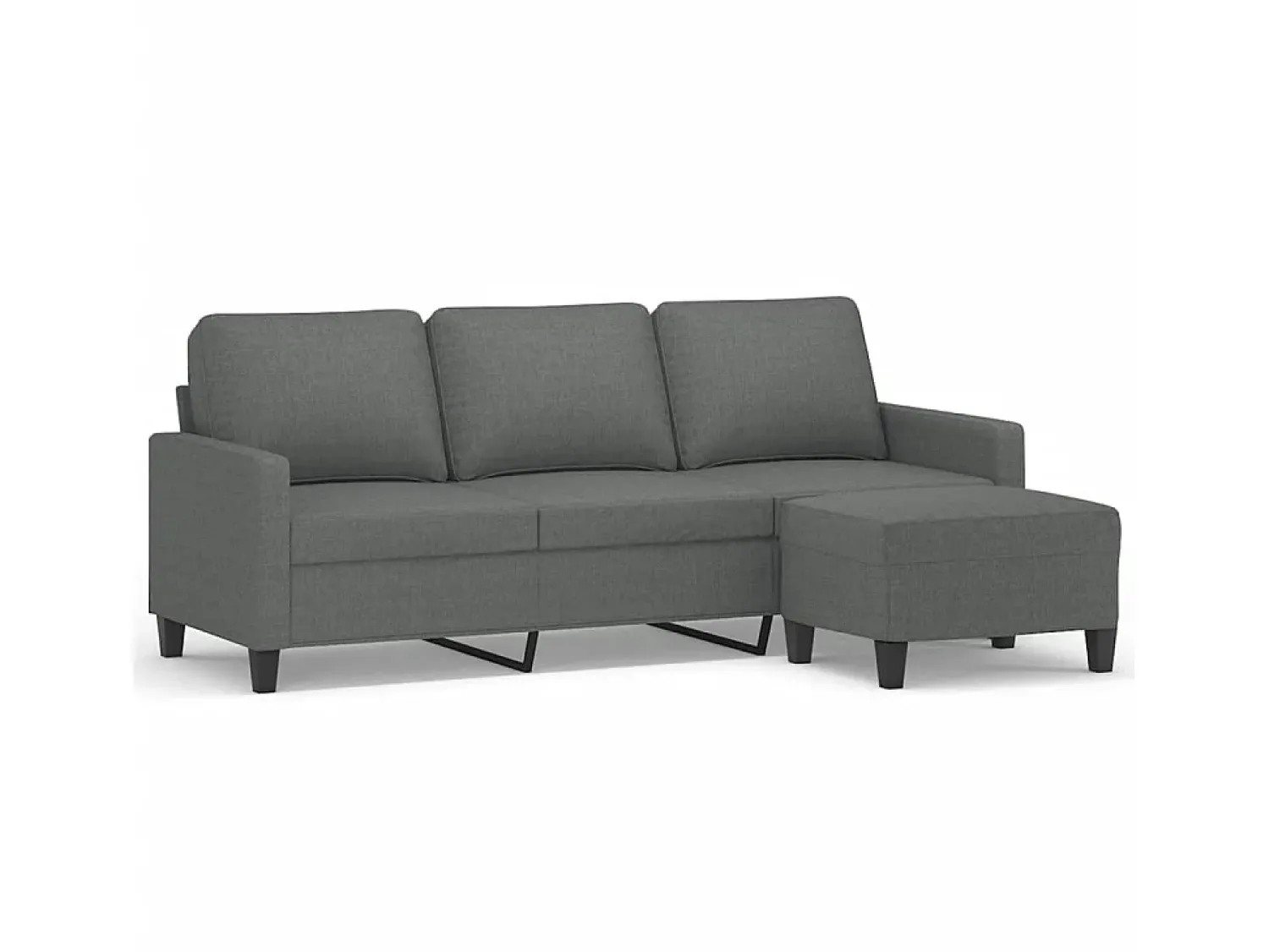 Outlet Sofá de 3 lugares com apoio de pés 180 cm tecido cinza-escuro PT553699 Cinzento