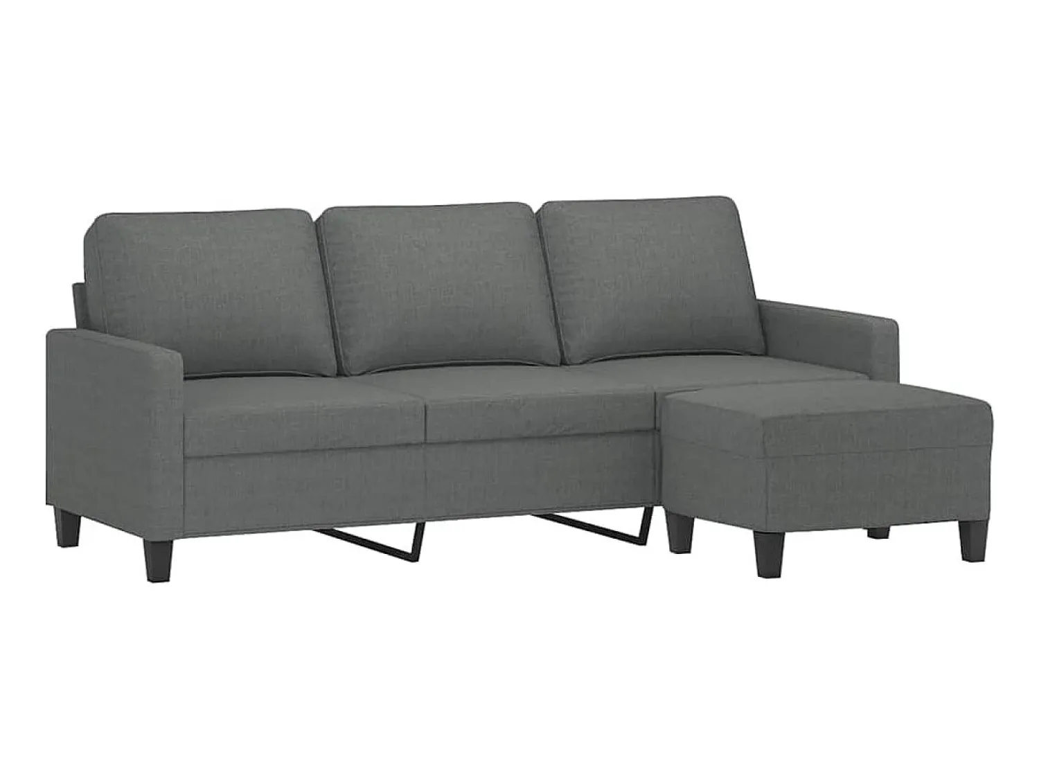 Outlet Sofá de 3 lugares com apoio de pés 180 cm tecido cinza-escuro PT553699 Cinzento
