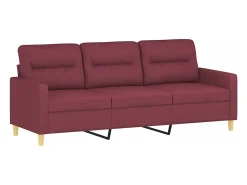 vidaxl Sofá de 3 lugares com apoio de pés 180 cm tecido tinto^ Sofá