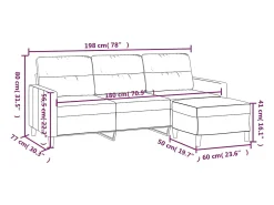 Sofá|vidaxl Sofá de 3 lugares com apoio de pés 180 cm tecido cor Creme