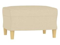 Sofá|vidaxl Sofá de 3 lugares com apoio de pés 180 cm tecido cor Creme