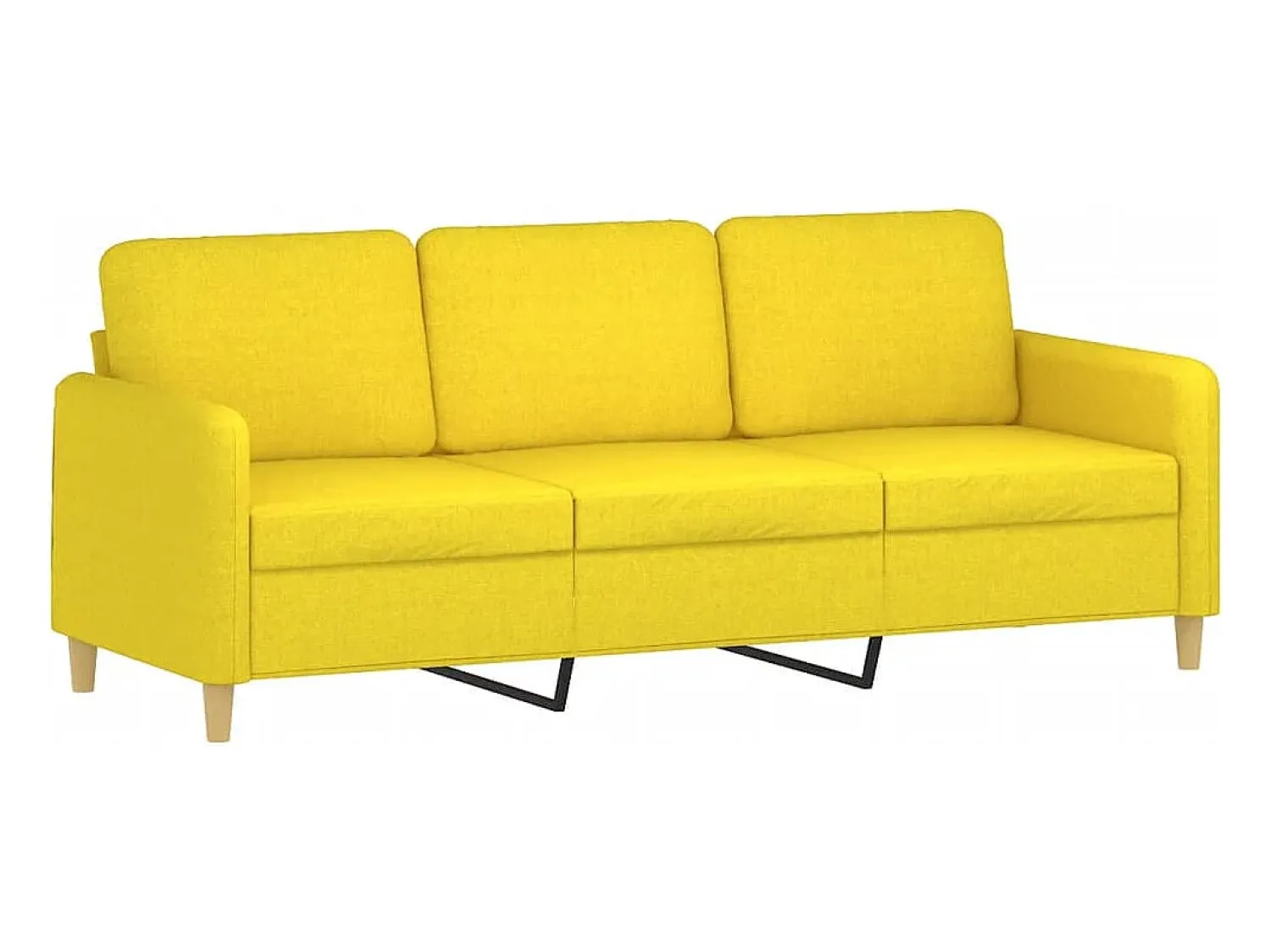 Sofá| Sofá de 3 lugares com apoio de pés 180 cm tecido -claro PT600409 Amarelo
