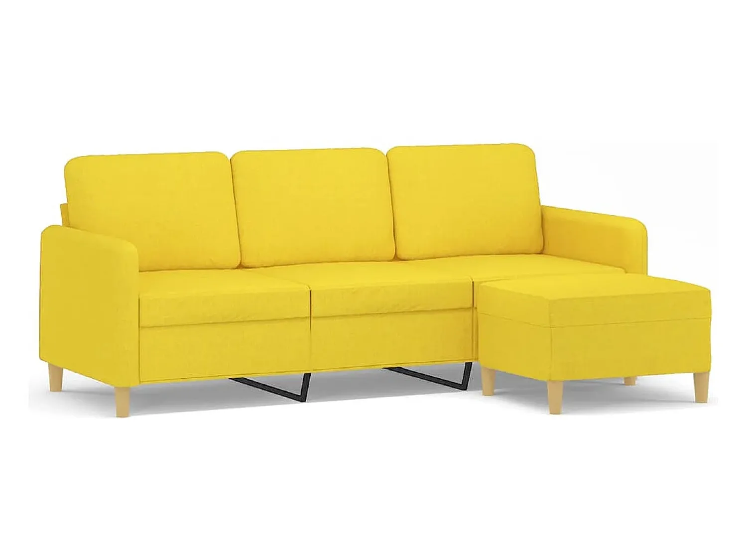 Sofá| Sofá de 3 lugares com apoio de pés 180 cm tecido -claro PT600409 Amarelo