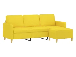 Sofá| Sofá de 3 lugares com apoio de pés 180 cm tecido -claro PT600409 Amarelo