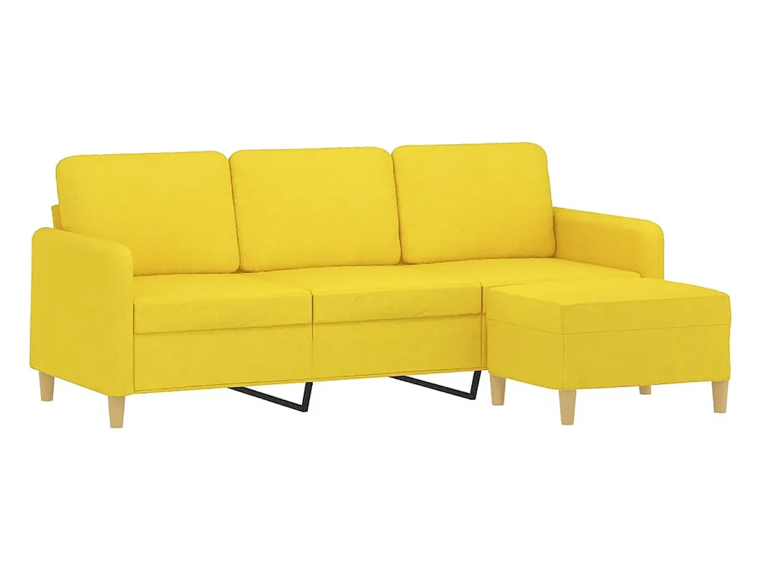 Sofá| Sofá de 3 lugares com apoio de pés 180 cm tecido -claro PT600409 Amarelo