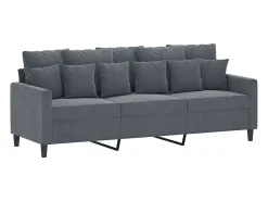 Sofá de 3 lugares com apoio de pés 180 cm veludo cinza-escuro PT811282^ Sofá