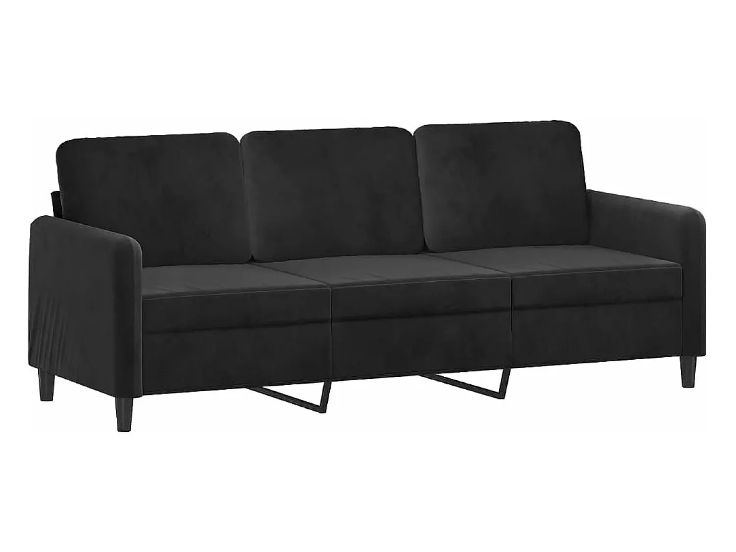 Sofá| Sofá de 3 lugares com apoio de pés 180 cm veludo PT619656 Preto