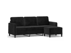 Sofá| Sofá de 3 lugares com apoio de pés 180 cm veludo PT619656 Preto
