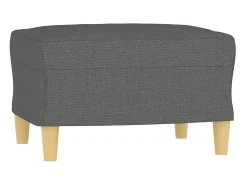Sofá| Sofá de 3 lugares com apoio de pés 180 cm tecido cinza-escuro PT109789 Cinzento