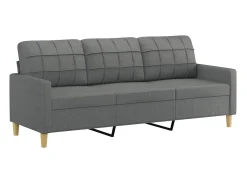 Sofá| Sofá de 3 lugares com apoio de pés 180 cm tecido cinza-escuro PT109789 Cinzento