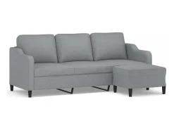 Sofá* Sofá de 3 lugares com apoio de pés 180 cm tecido -claro PT329435 Cinzento