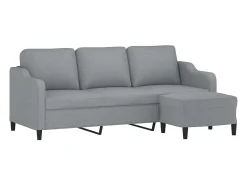 Sofá* Sofá de 3 lugares com apoio de pés 180 cm tecido -claro PT329435 Cinzento