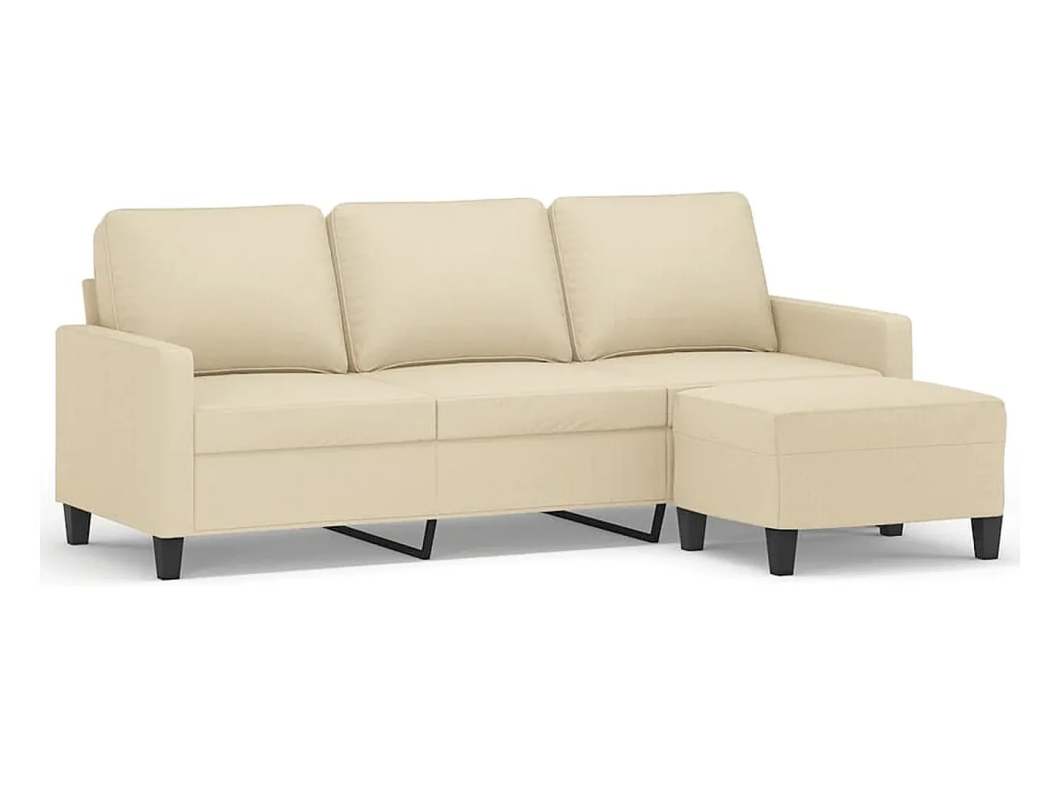 Sofá| Sofá de 3 lugares com apoio de pés 180 cm tecido cor PT158914 Creme