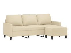 Sofá| Sofá de 3 lugares com apoio de pés 180 cm tecido cor PT158914 Creme