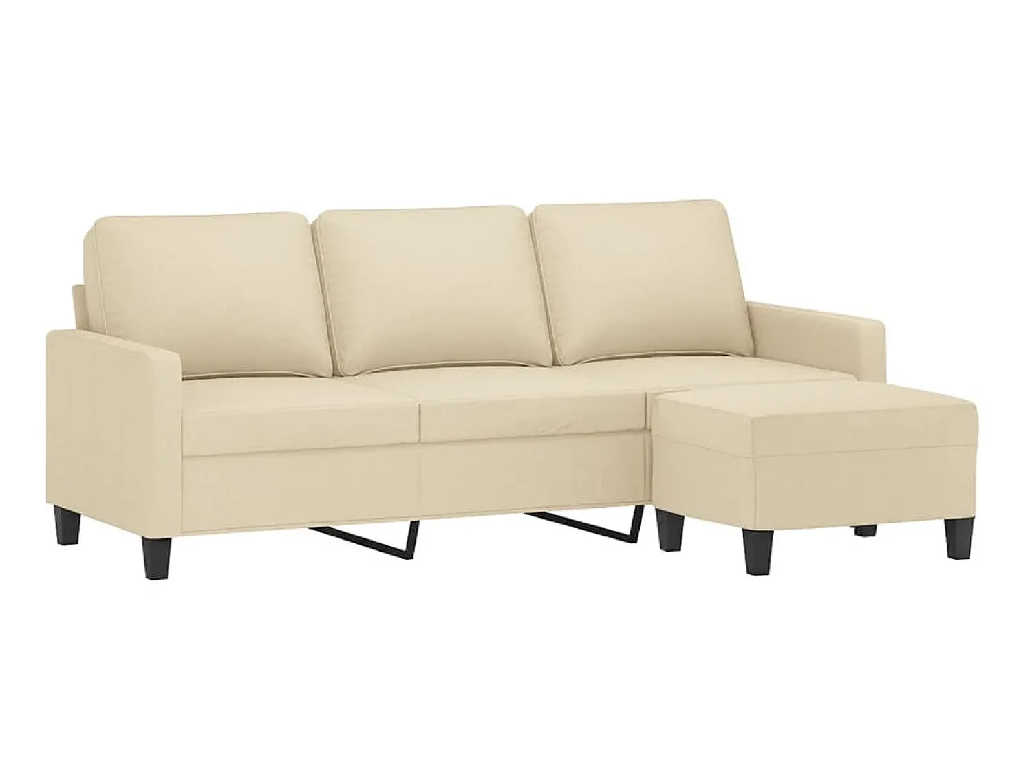 Sofá| Sofá de 3 lugares com apoio de pés 180 cm tecido cor PT158914 Creme