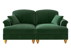 Hauss Spole Sofá de 2 lugares com apoio lombar e saia plissada removível - Tecido chenille -^ Sofá