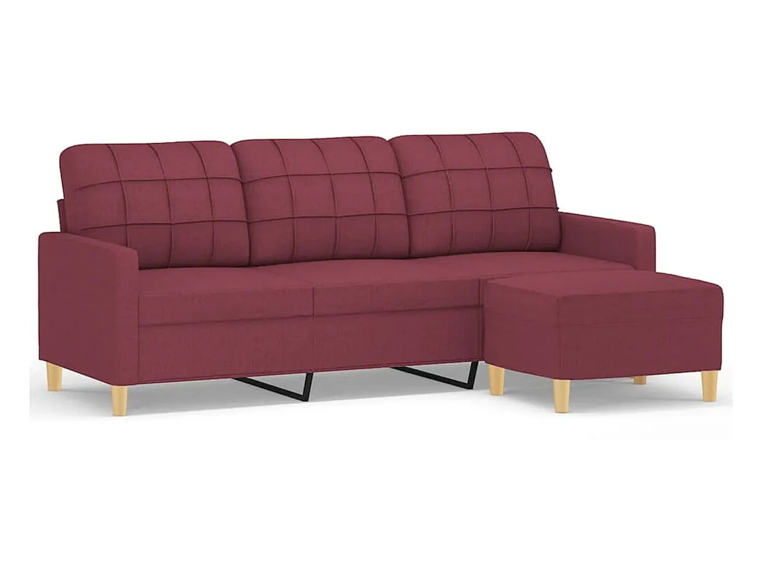 Sofá| Sofá de 3 lugares com apoio de pés 180 cm tecido tinto PT190854 Vermelho