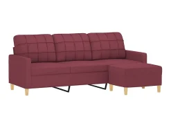 Sofá| Sofá de 3 lugares com apoio de pés 180 cm tecido tinto PT190854 Vermelho