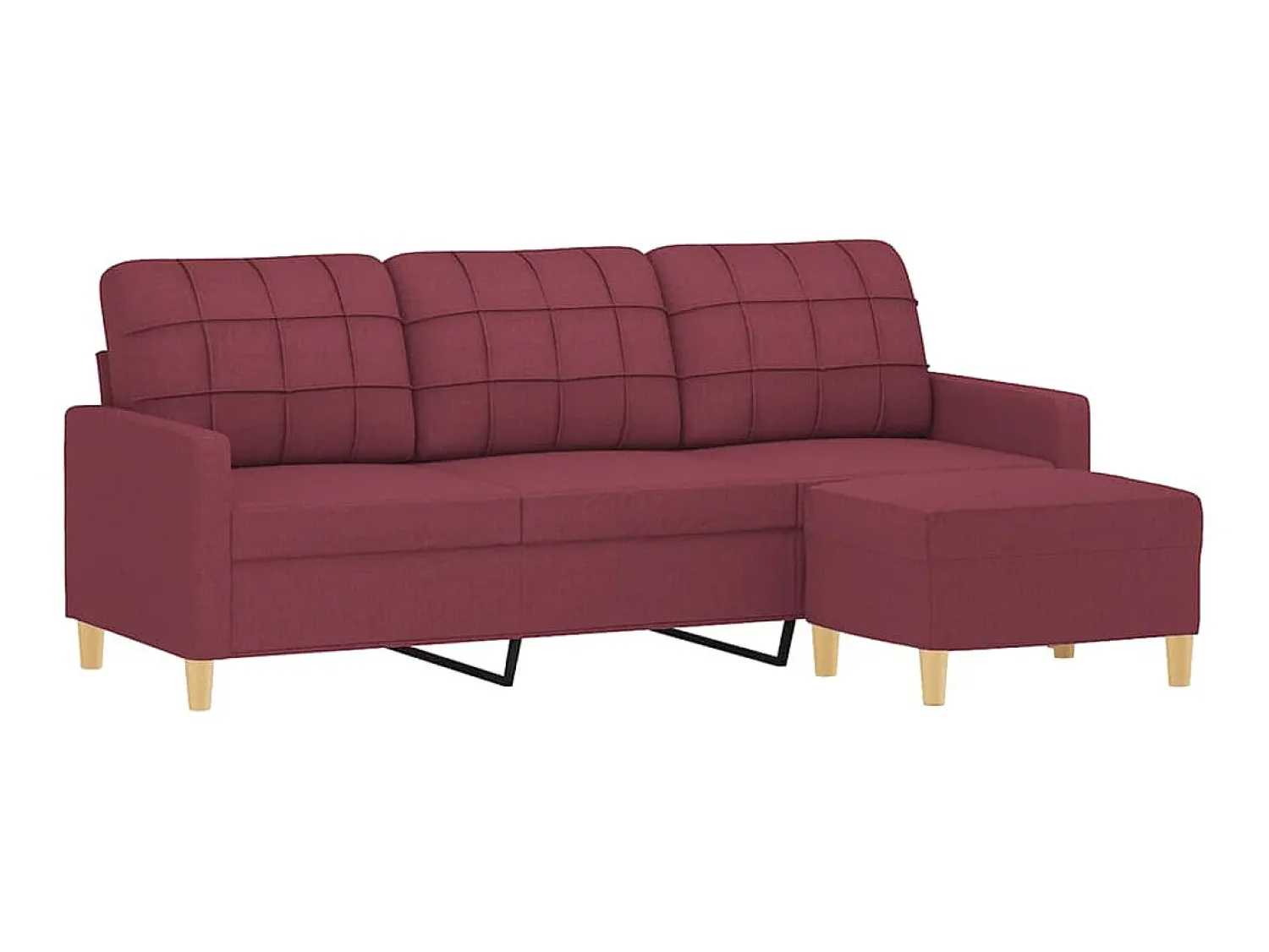 Sofá| Sofá de 3 lugares com apoio de pés 180 cm tecido tinto PT190854 Vermelho