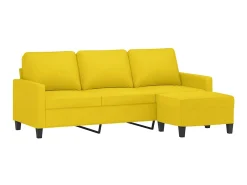 Sofá* Sofá de 3 lugares com apoio de pés 180 cm tecido -claro PT704149 Amarelo