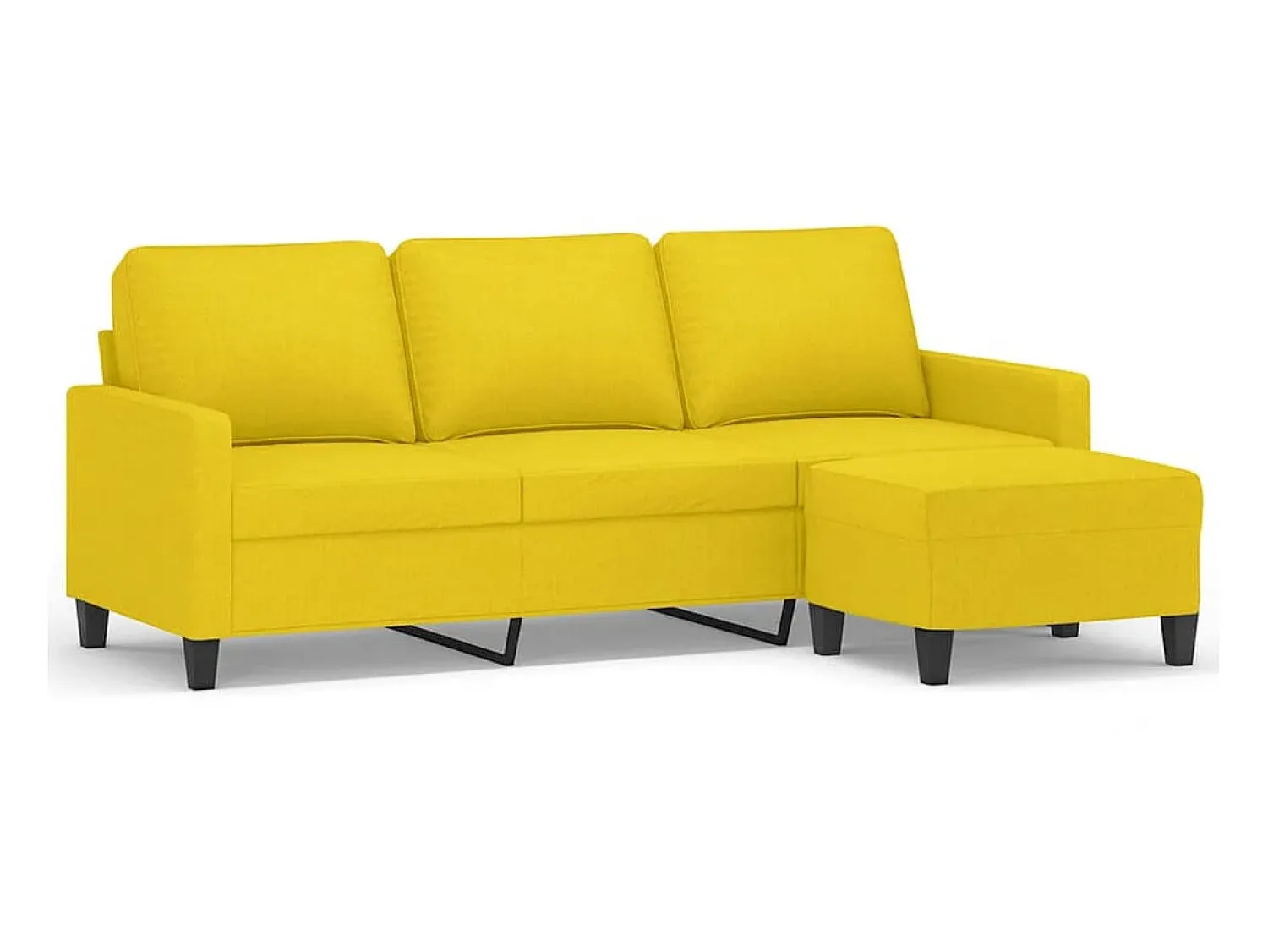 Sofá* Sofá de 3 lugares com apoio de pés 180 cm tecido -claro PT704149 Amarelo