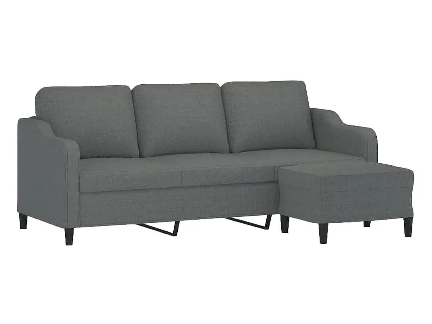 Sofá de 3 lugares com apoio de pés 180 cm tecido cinza-escuro PT847900^ Sofá