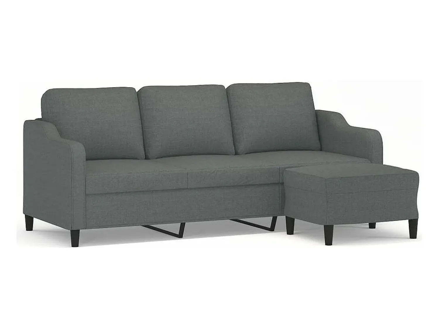 Sofá de 3 lugares com apoio de pés 180 cm tecido cinza-escuro PT847900^ Sofá