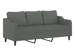 Sofá de 3 lugares com apoio de pés 180 cm tecido cinza-escuro PT847900^ Sofá