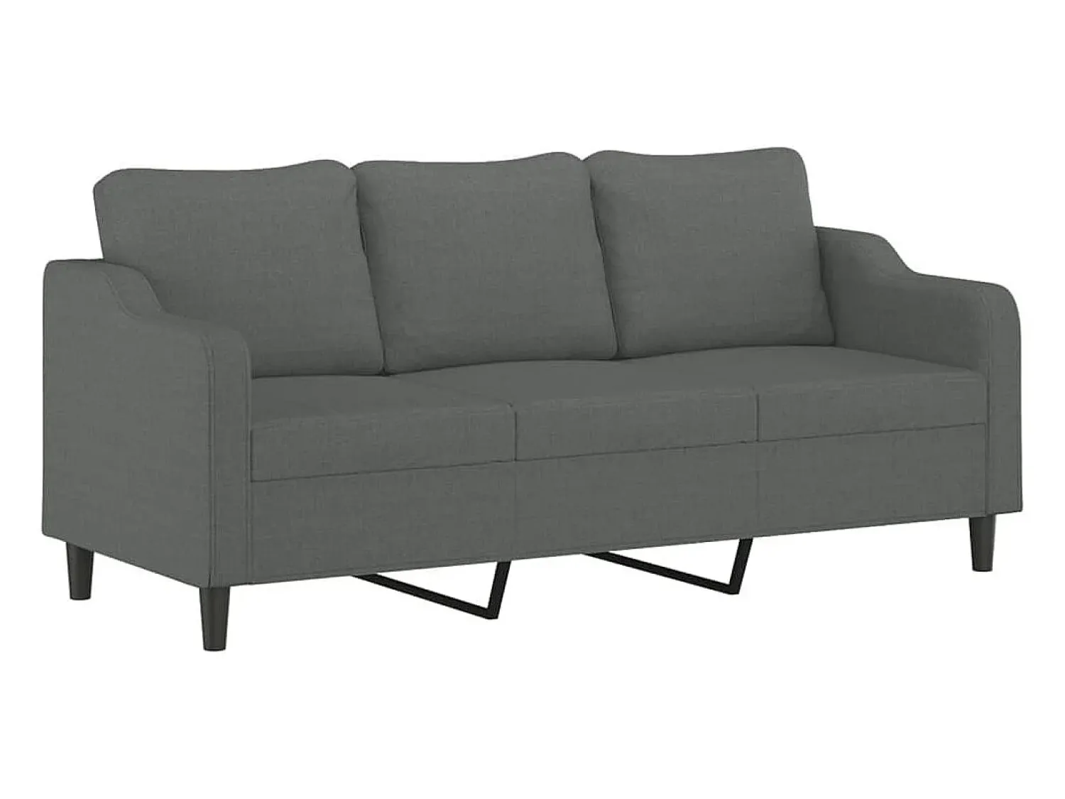 Sofá de 3 lugares com apoio de pés 180 cm tecido cinza-escuro PT847900^ Sofá