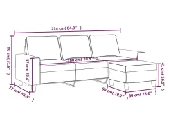 Sofá|vidaxl Sofá de 3 lugares com apoio de pés 180 cm tecido -claro Amarelo