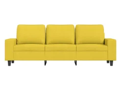 Sofá|vidaxl Sofá de 3 lugares com apoio de pés 180 cm tecido -claro Amarelo