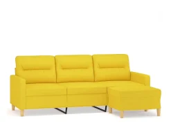 Hot Sofá de 3 lugares com apoio de pés 180 cm tecido -claro PT501493 Amarelo