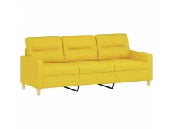 Hot Sofá de 3 lugares com apoio de pés 180 cm tecido -claro PT501493 Amarelo
