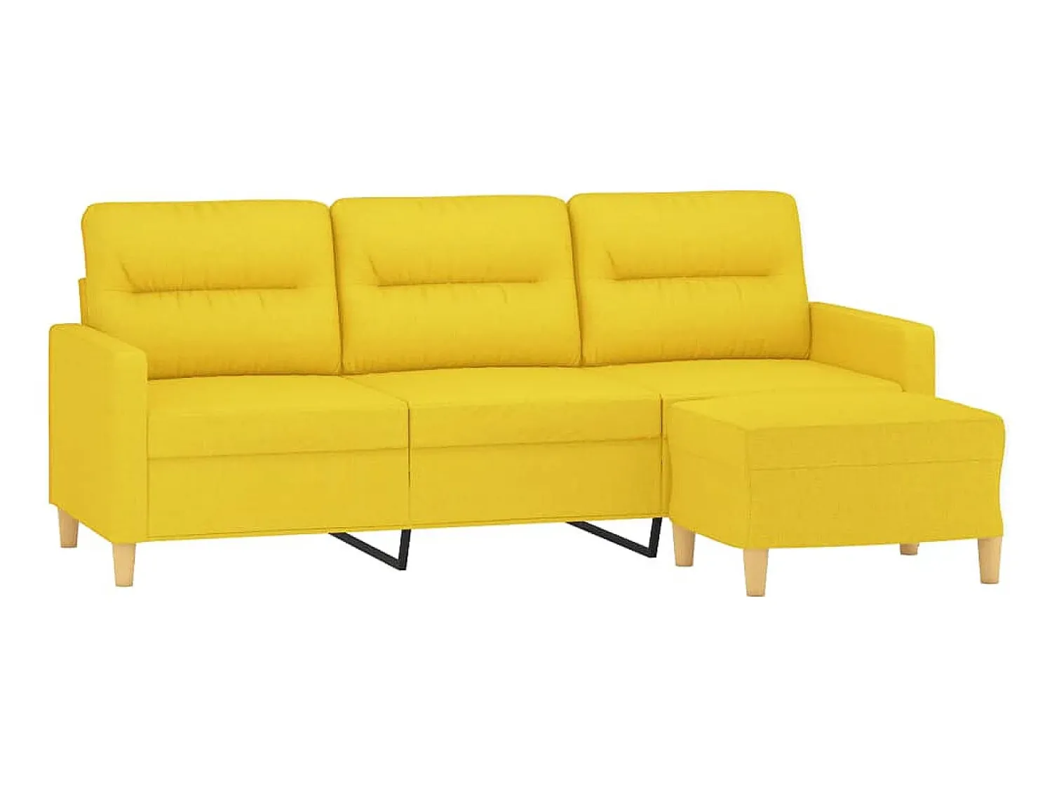 Hot Sofá de 3 lugares com apoio de pés 180 cm tecido -claro PT501493 Amarelo