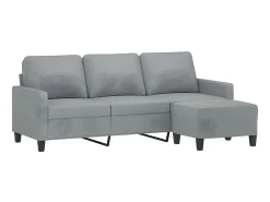 Sofá| Sofá de 3 lugares com apoio de pés 180 cm tecido -claro PT485397 Cinzento