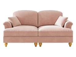 New Hauss Spole Sofá de 2 lugares com apoio lombar e saia plissada removível - Tecido chenille - Rosa