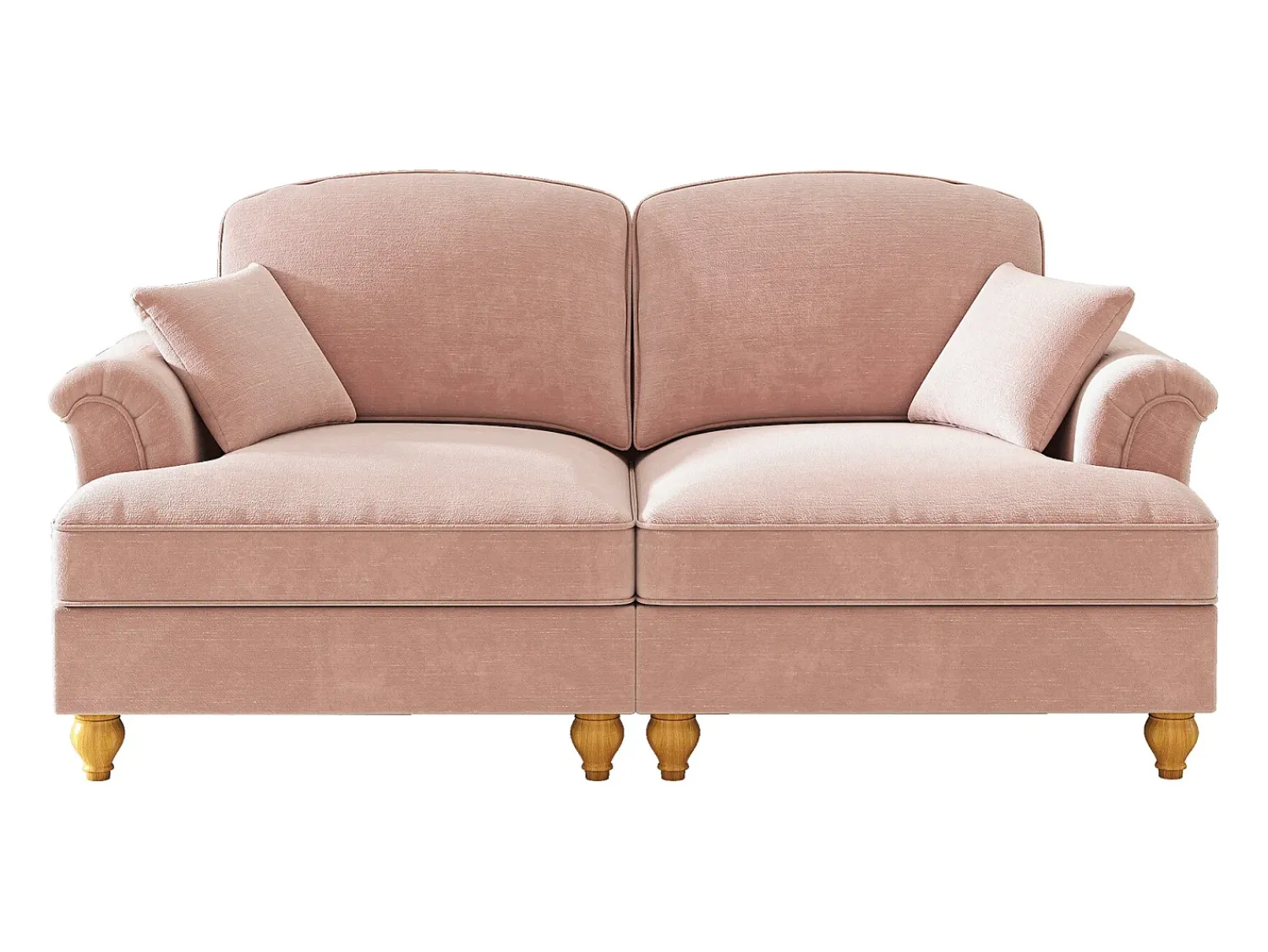New Hauss Spole Sofá de 2 lugares com apoio lombar e saia plissada removível - Tecido chenille - Rosa