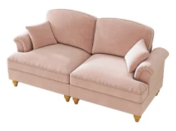 New Hauss Spole Sofá de 2 lugares com apoio lombar e saia plissada removível - Tecido chenille - Rosa