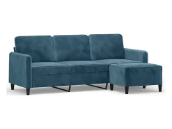 Hot vidaxl Sofá de 3 lugares com apoio de pés 180 cm veludo Azul