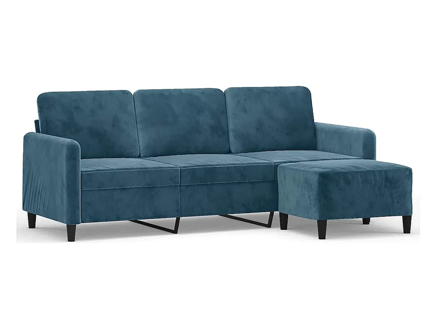 Hot vidaxl Sofá de 3 lugares com apoio de pés 180 cm veludo Azul